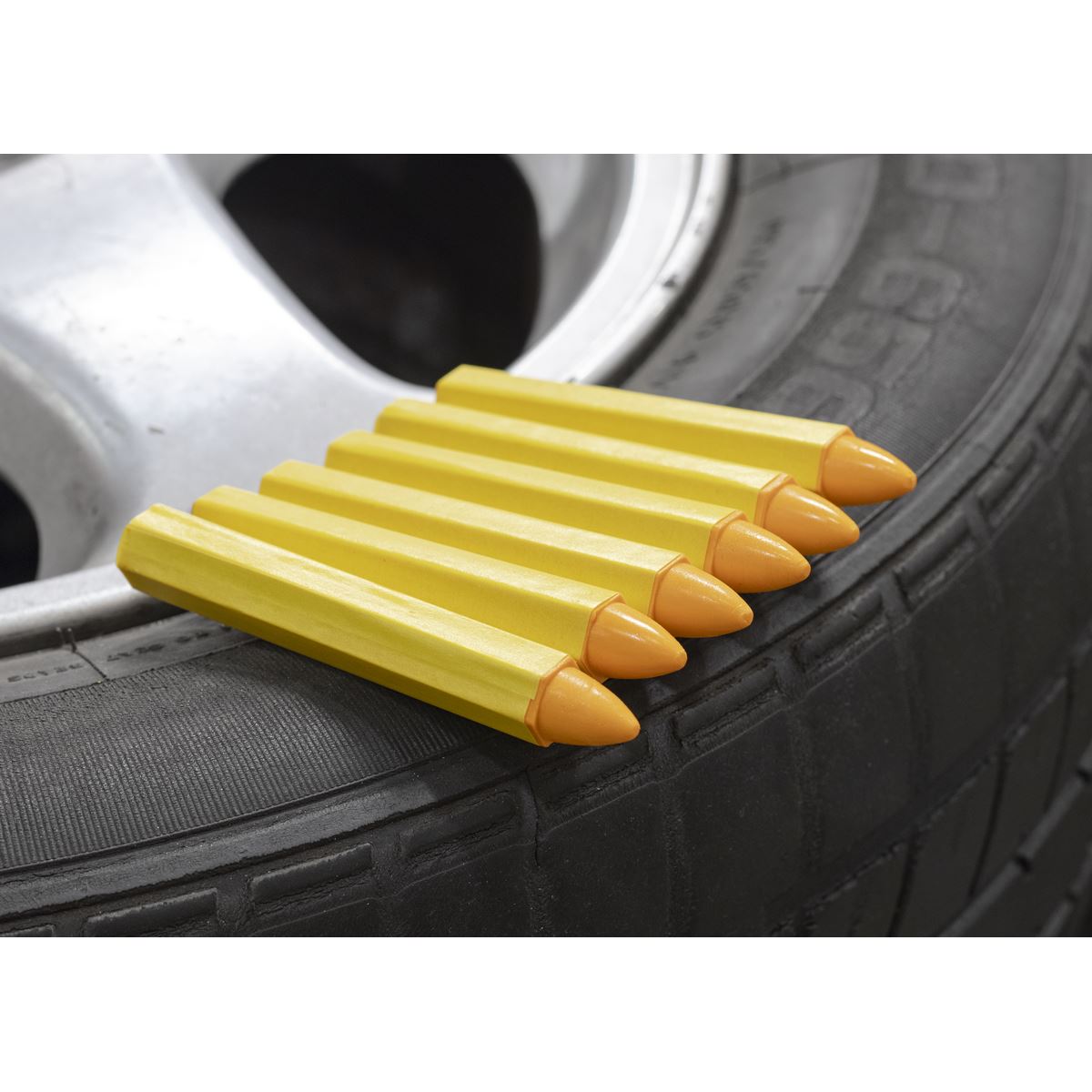 Sealey Tyre Marking Crayon - Yellow Pack of 6 TST14