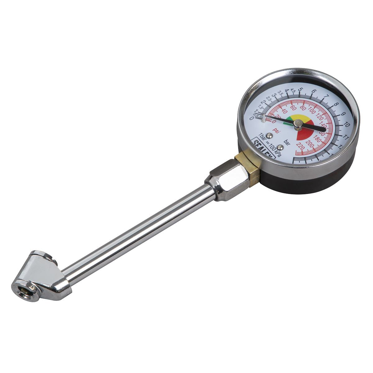 Sealey Twin Connector Tyre Pressure Gauge 0-220psi TSTPG34