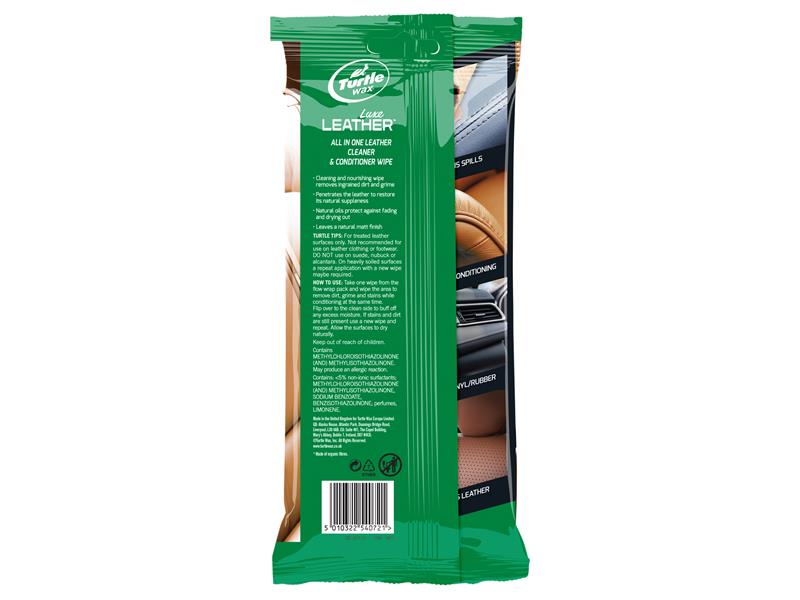 Turtle Wax Luxe Leather Cleaner & Conditioner Wipes (Pack of 24) TWX54072