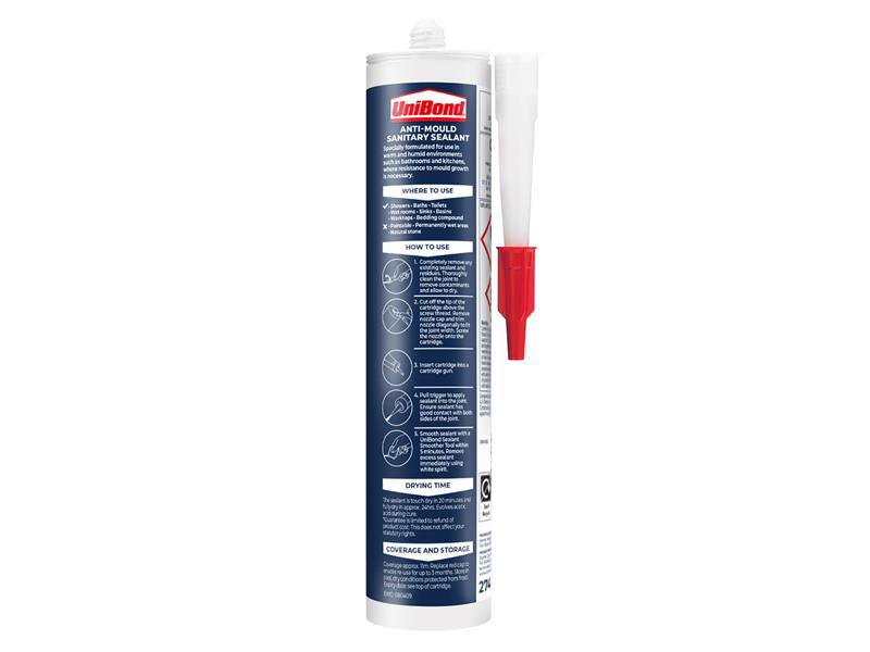 UniBond Anti-Mould Kitchen & Bathroom Sealant Cartridge Translucent 274g UNI2079323
