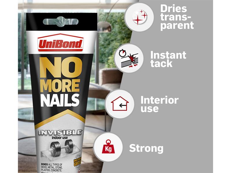 UniBond No More Nails Invisible Grab Adhesive Tube 184g UNI2729730