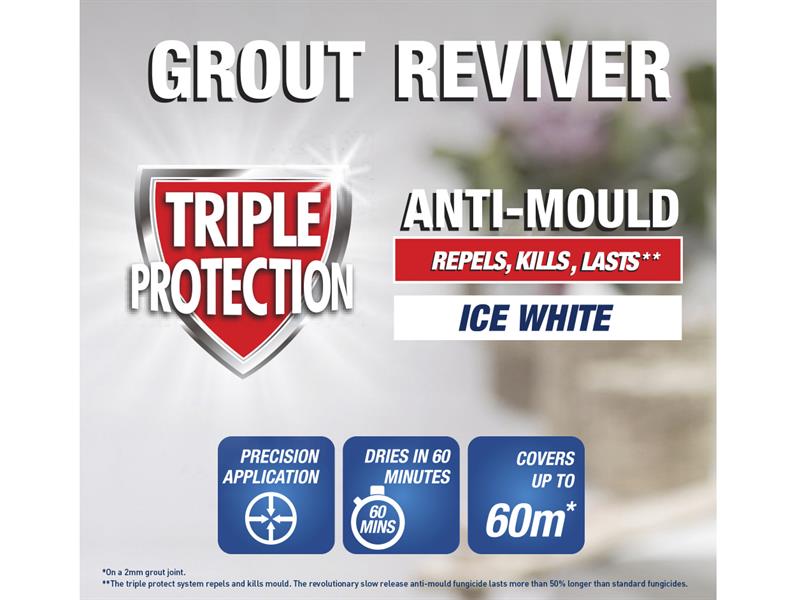 UniBond Triple Protect Grout Reviver Wall Pen 7ml Ice White UNI998703