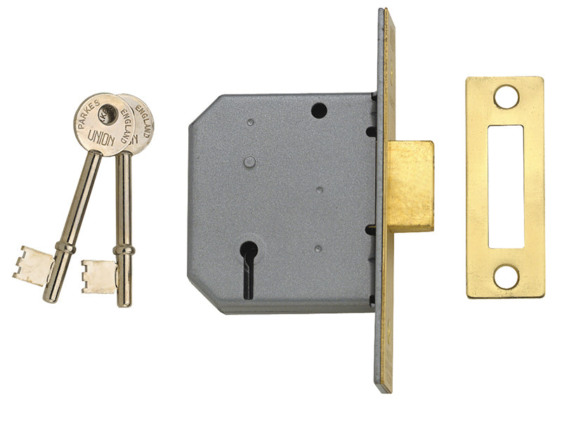 UNION 2177 3 Lever Mortice Deadlock Satin Chrome 77.5mm 3in Visi UNNY2177SC30