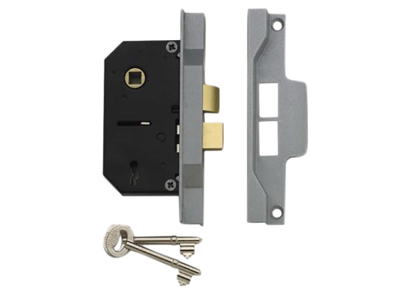 UNION 2242 2 Lever Mortice Rebated Sashlock Silver Enamel 65.5mm 2.5in Visi UNNY2242SE25