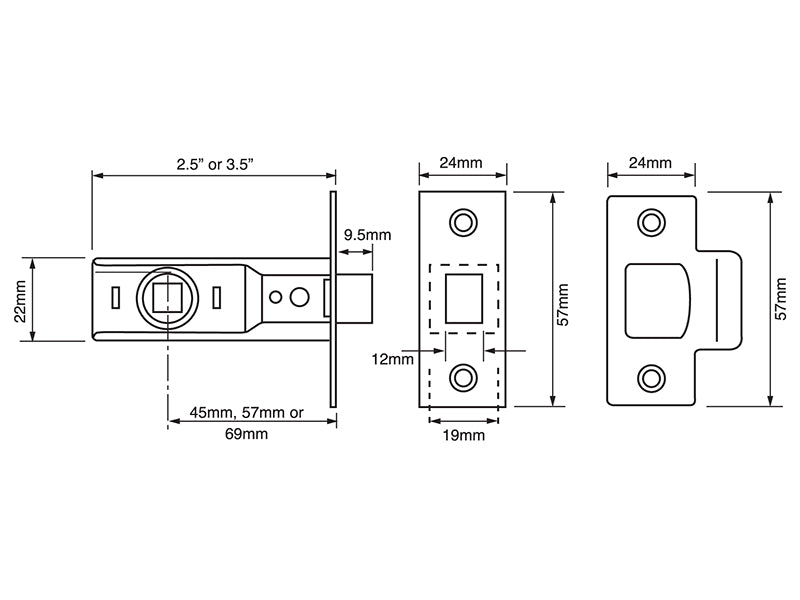 UNION J2600 3.0 Tubular Latch Essentials Zinc Plated 79mm 3in Boxed UNNJ2600ZP30