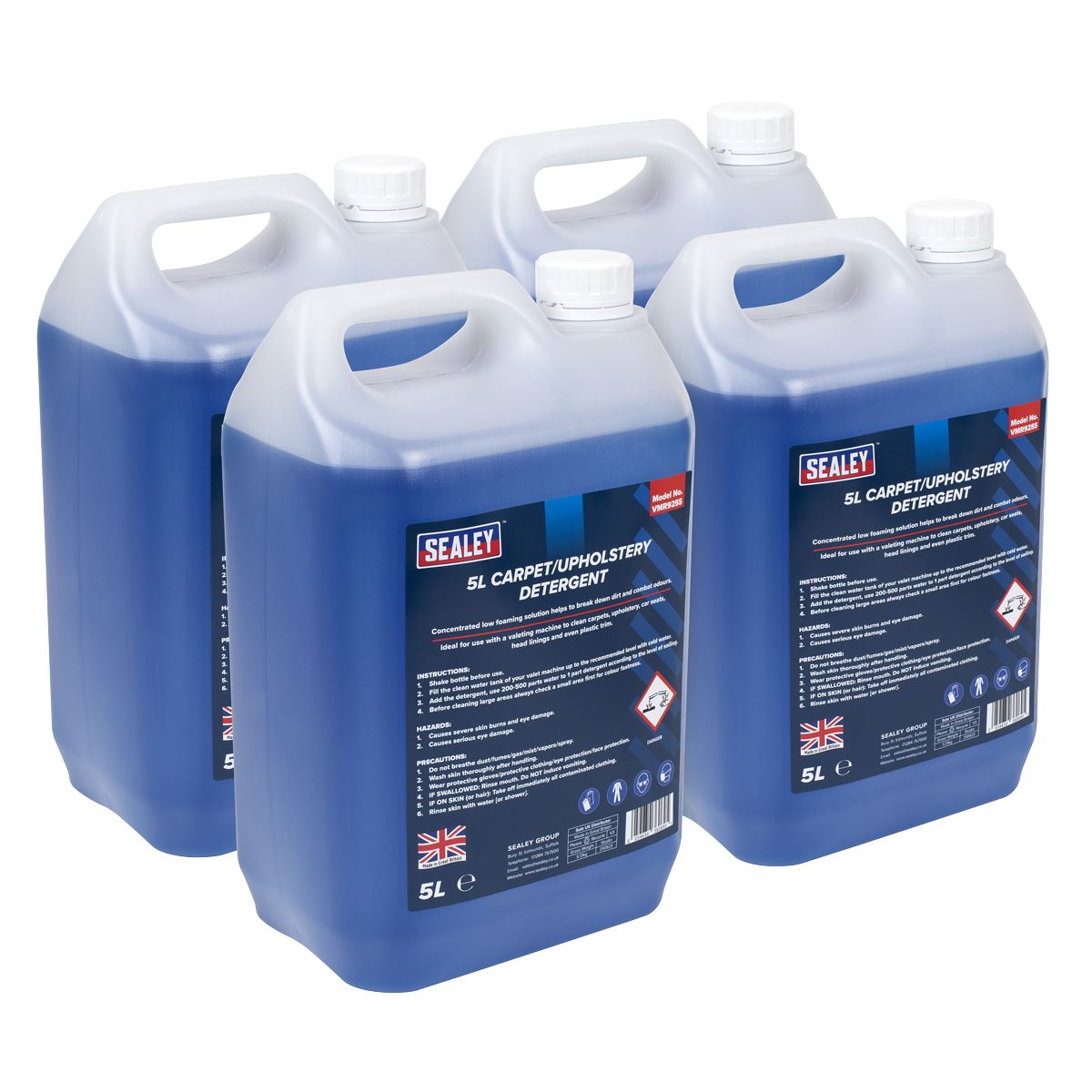 Sealey Carpet/Upholstery Detergent 5L Pack of 4 VMR925