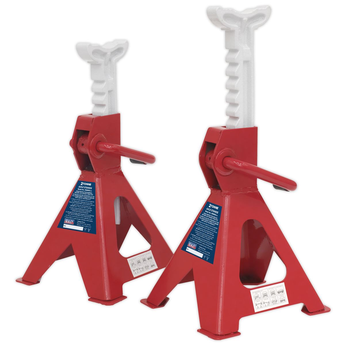 Sealey Axle Stands (Pair) 2 Tonne Capacity per Stand Ratchet Type VS2002