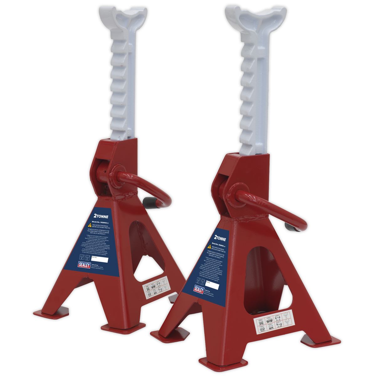 Sealey Axle Stands (Pair) 2 Tonne Capacity per Stand Ratchet Type VS2002