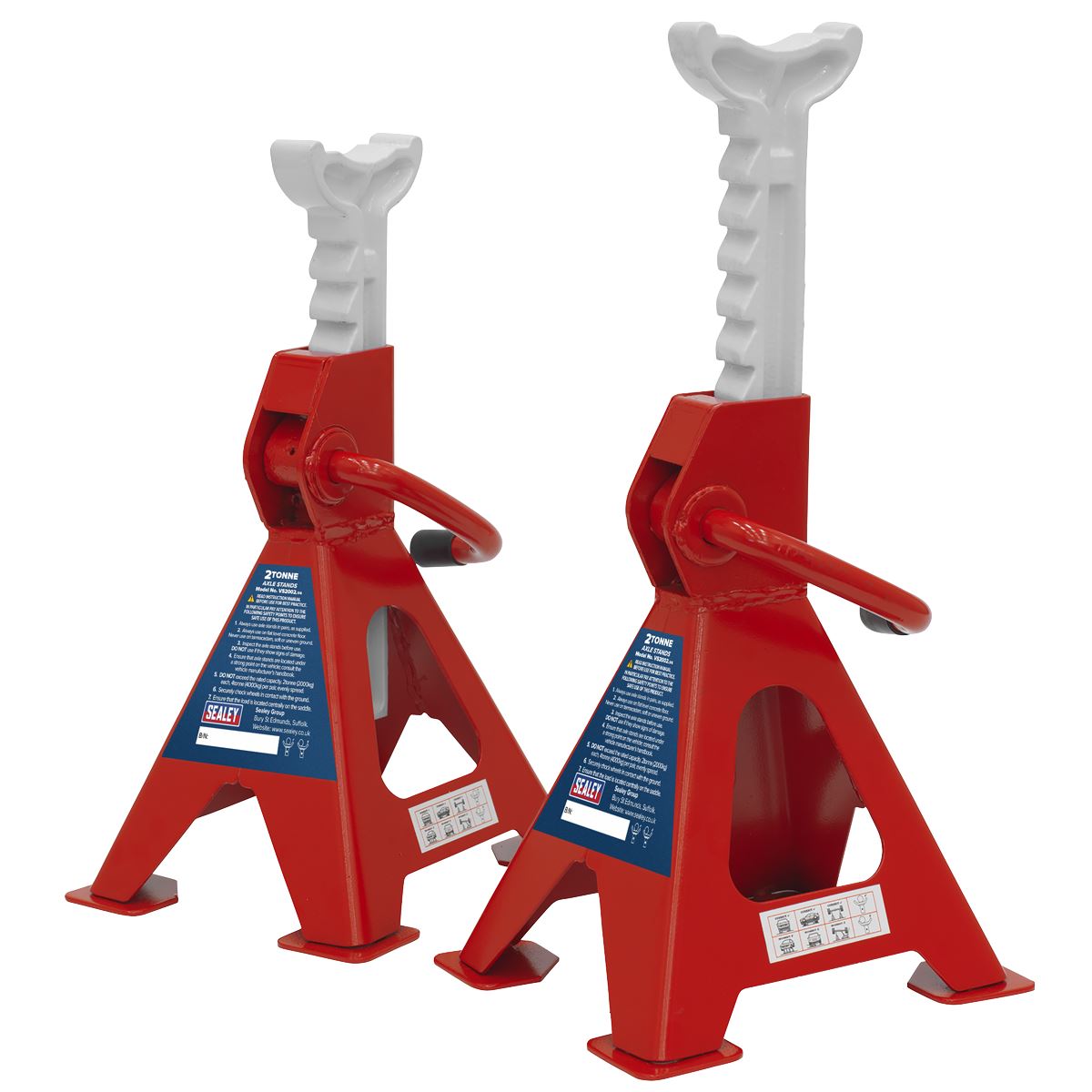 Sealey Axle Stands (Pair) 2 Tonne Capacity per Stand Ratchet Type VS2002