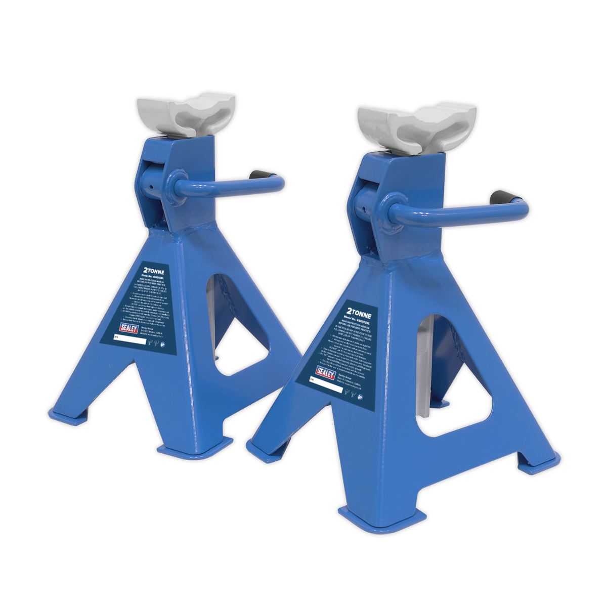 Sealey Axle Stands (Pair) 2 Tonne Capacity per Stand Ratchet Type - Blue VS2002BL