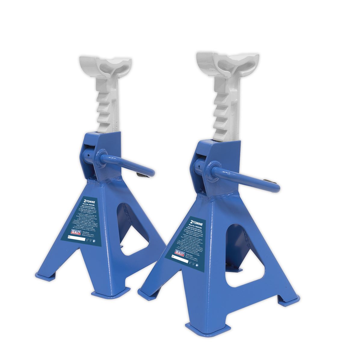 Sealey Axle Stands (Pair) 2 Tonne Capacity per Stand Ratchet Type - Blue VS2002BL