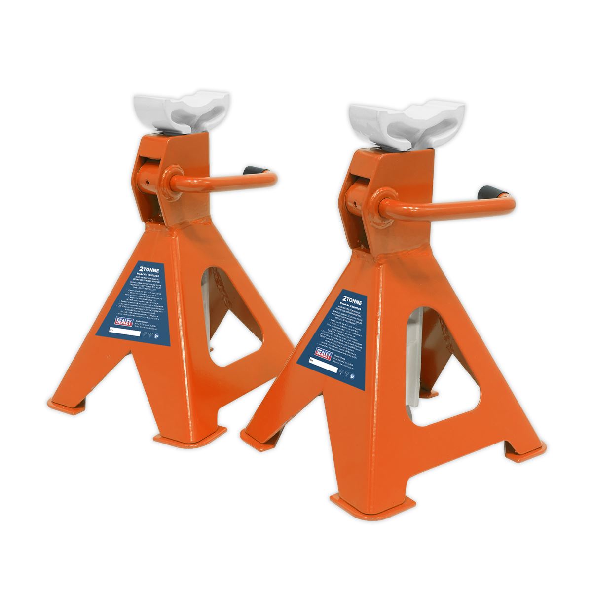 Sealey Axle Stands (Pair) 2 Tonne Capacity per Stand Ratchet Type - Orange VS2002OR