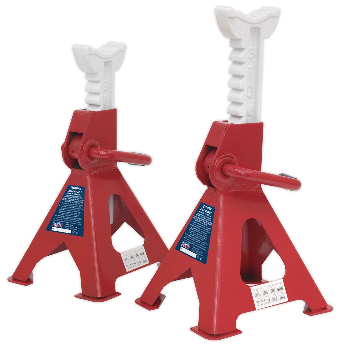 Sealey Axle Stands (Pair) 3 Tonne Capacity per Stand Ratchet Type VS2003
