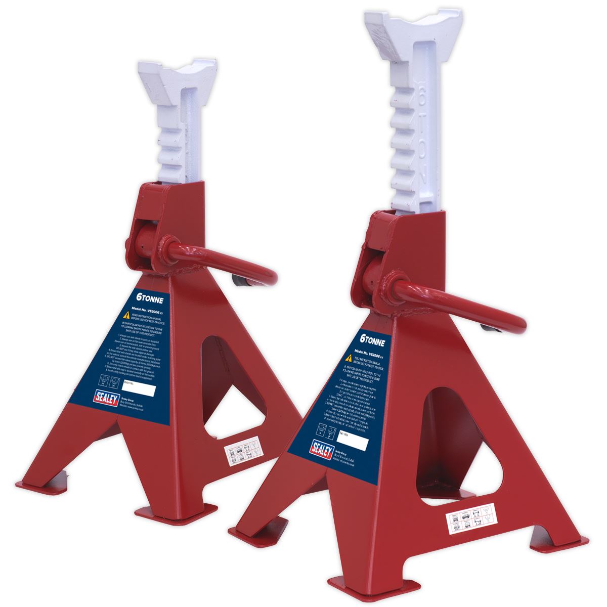 Sealey Axle Stands (Pair) 6tonne Capacity per Stand Ratchet Type VS2006