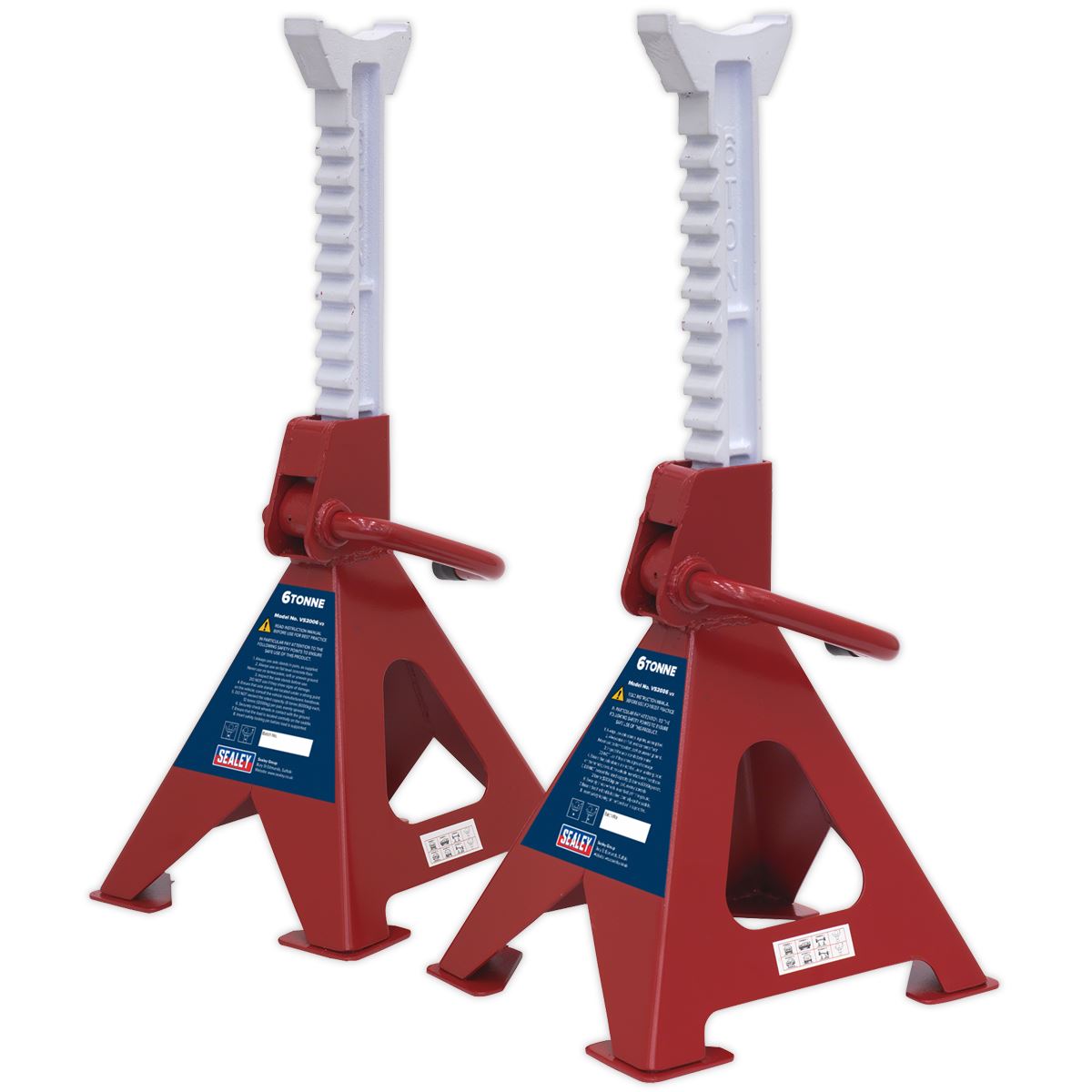 Sealey Axle Stands (Pair) 6tonne Capacity per Stand Ratchet Type VS2006