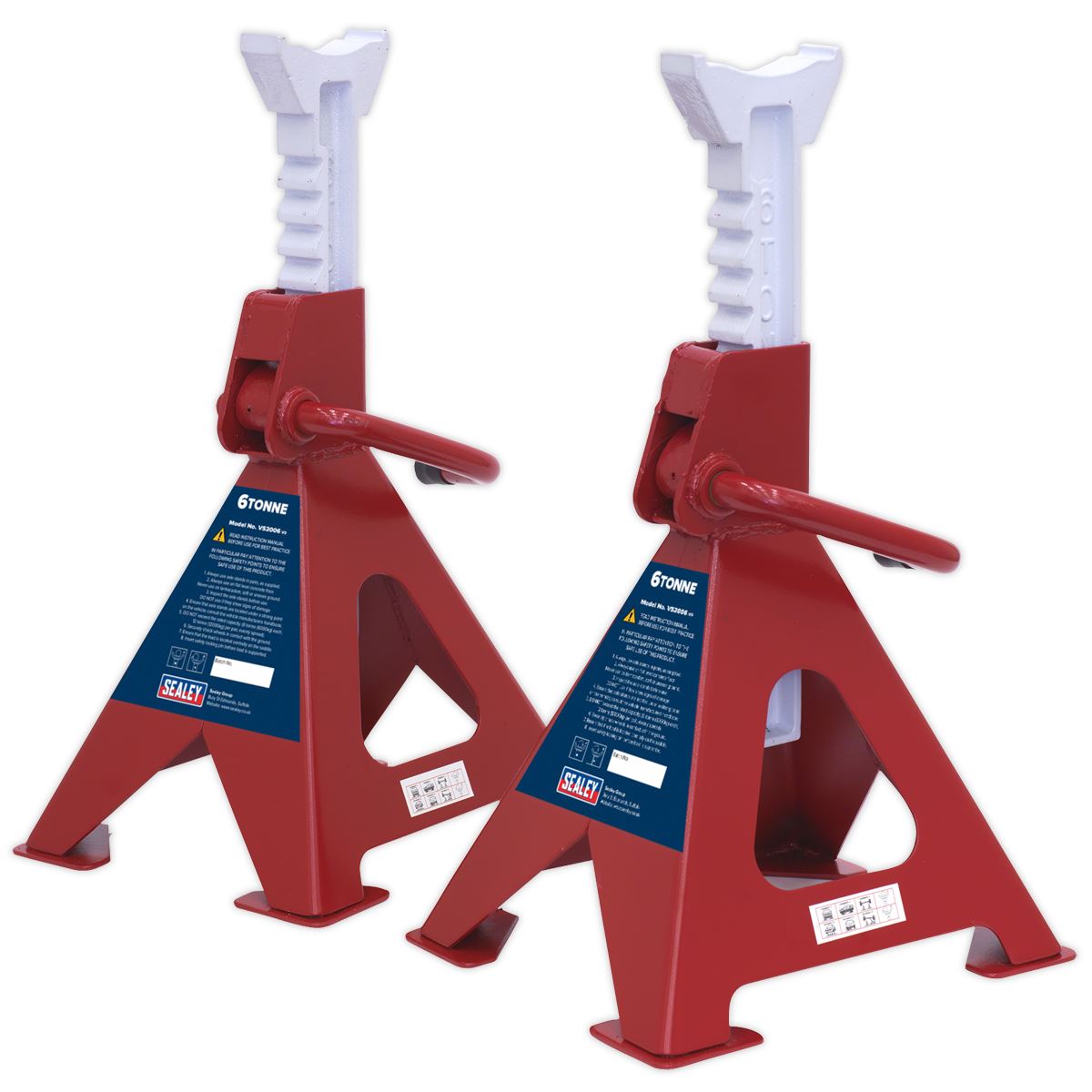 Sealey Axle Stands (Pair) 6tonne Capacity per Stand Ratchet Type VS2006