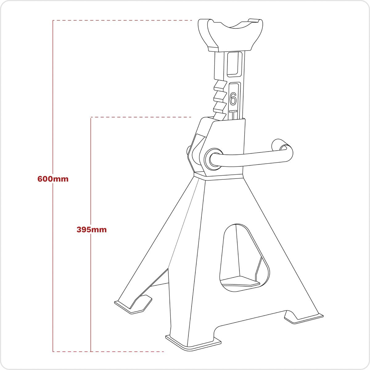 Sealey Axle Stands (Pair) 6tonne Capacity per Stand Ratchet Type VS2006