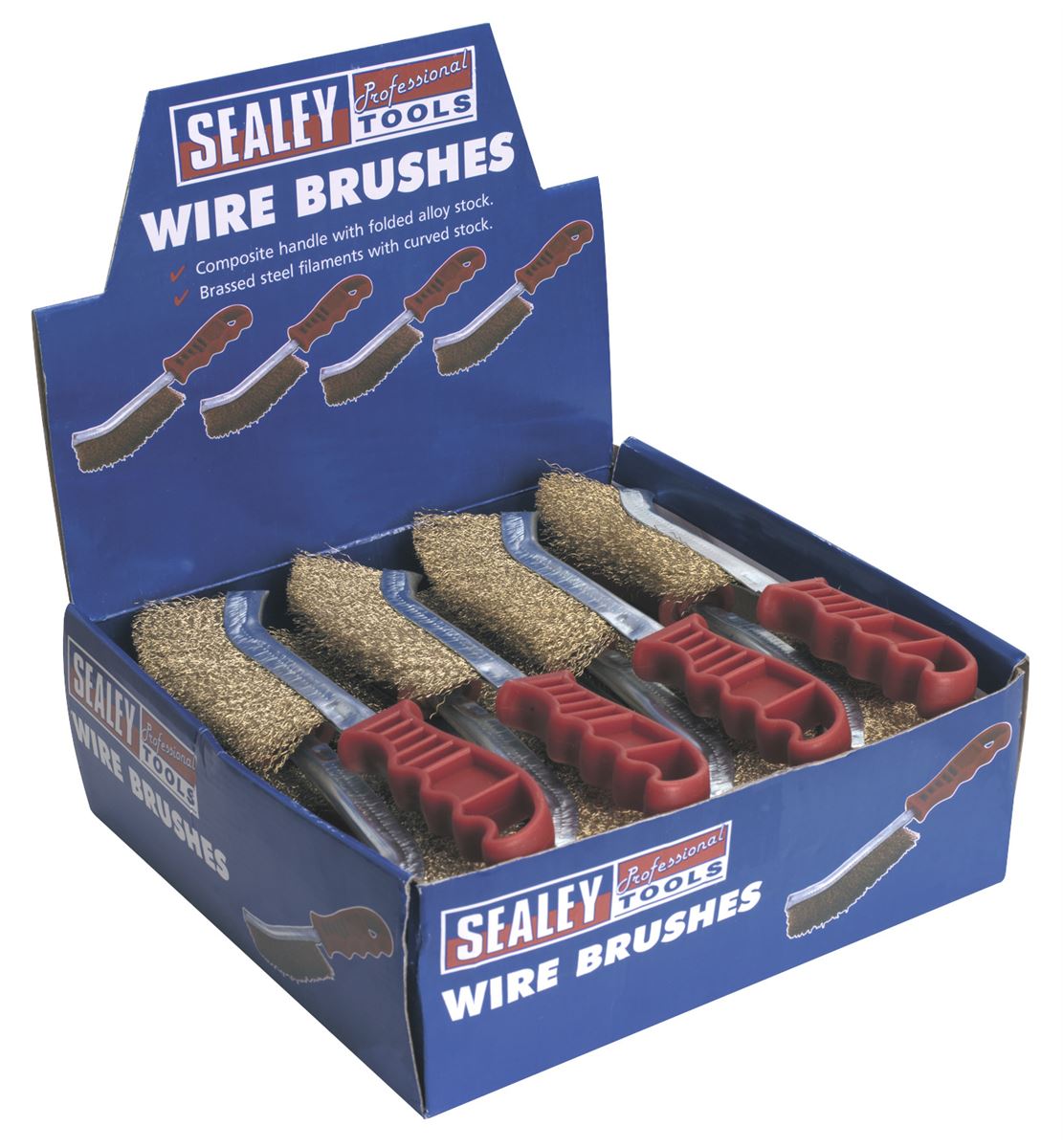 Sealey Wire Brush Brassed Steel Plastic Handle Display Box of 24 WB05DB24