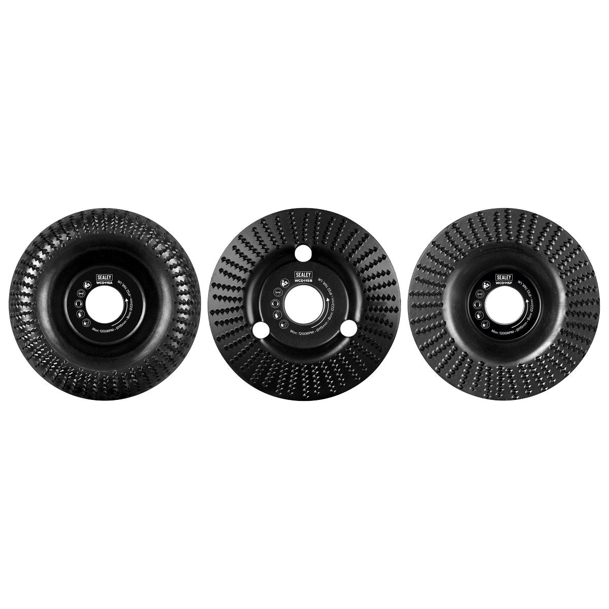 Sealey 115mm Wood Carving Paint Removal Disc 22mm Bore - Pack of 3 WCD1153