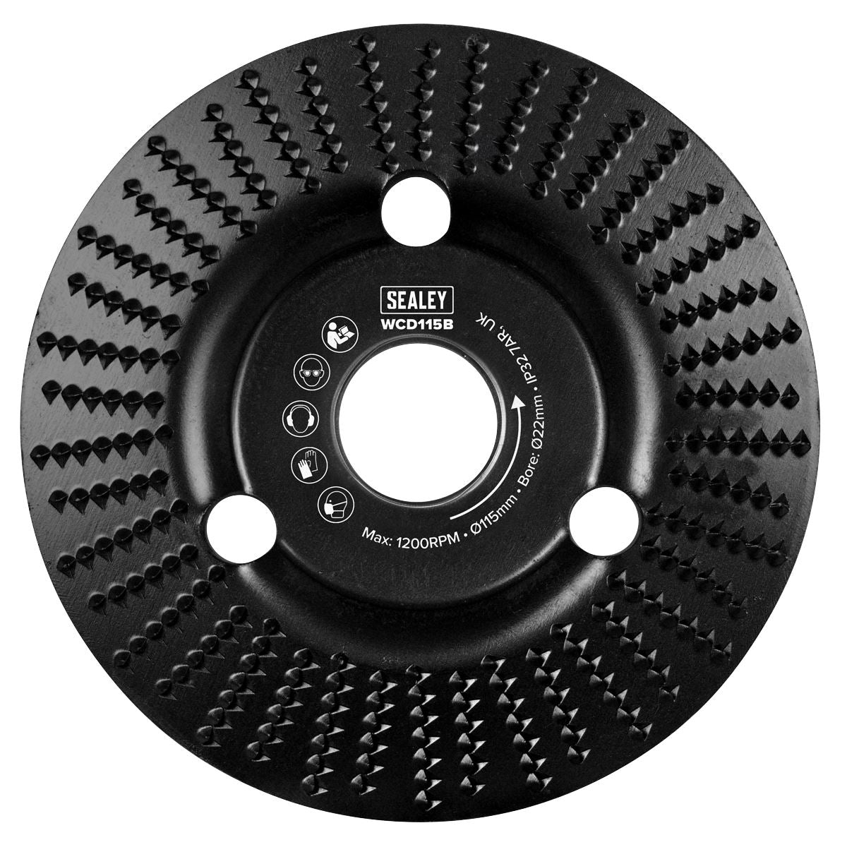Sealey 115mm Bevel Shape Wood Carving Paint Removal Disc 22mm Bore WCD115B