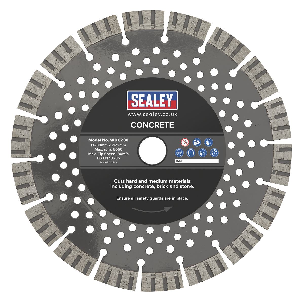 Sealey Concrete Cutting Disc Dry Use �230mm WDC230