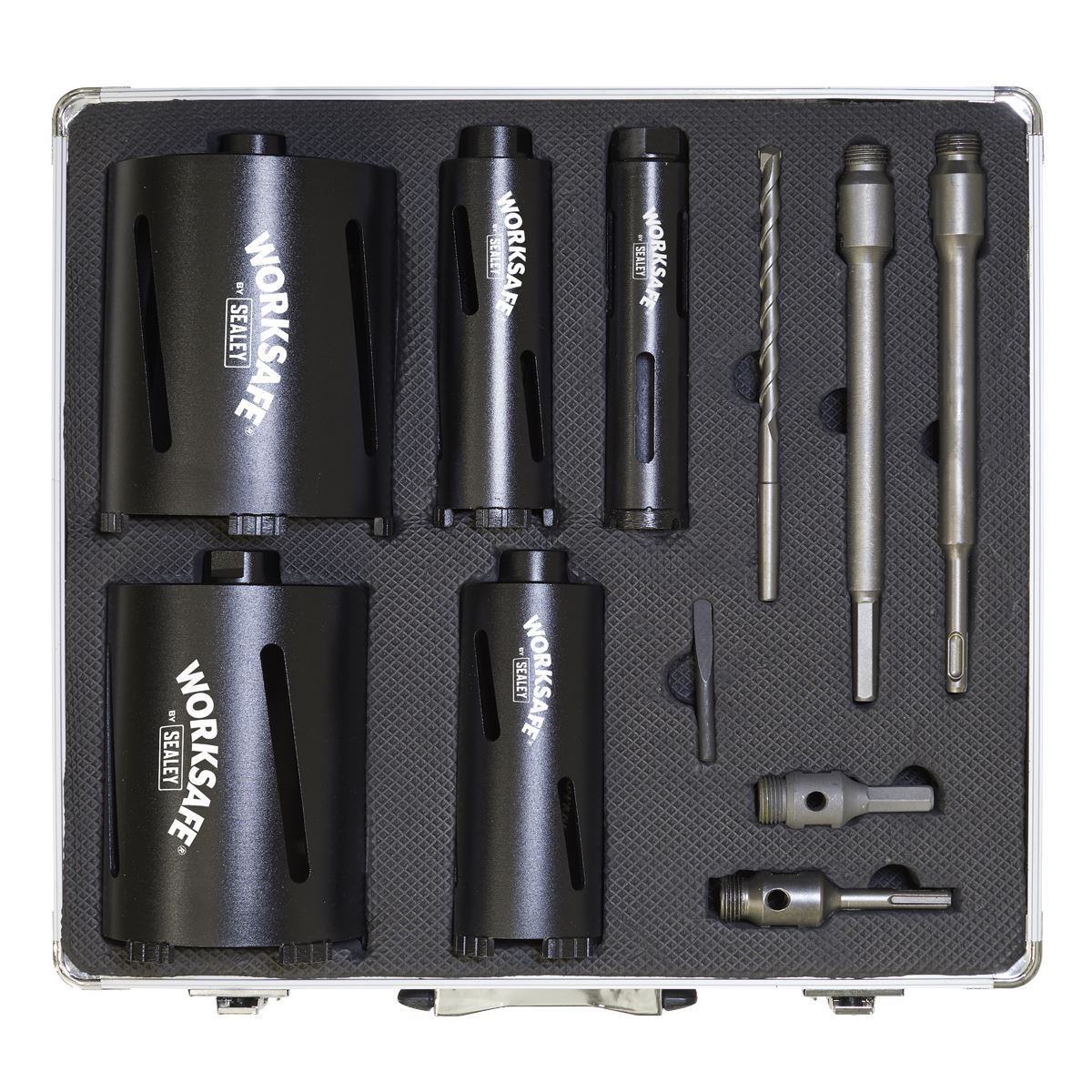 Sealey Diamond 5 Core Kit (�38, 52 ,65, 117, 127mm Cores with Adaptors) WDCKIT5
