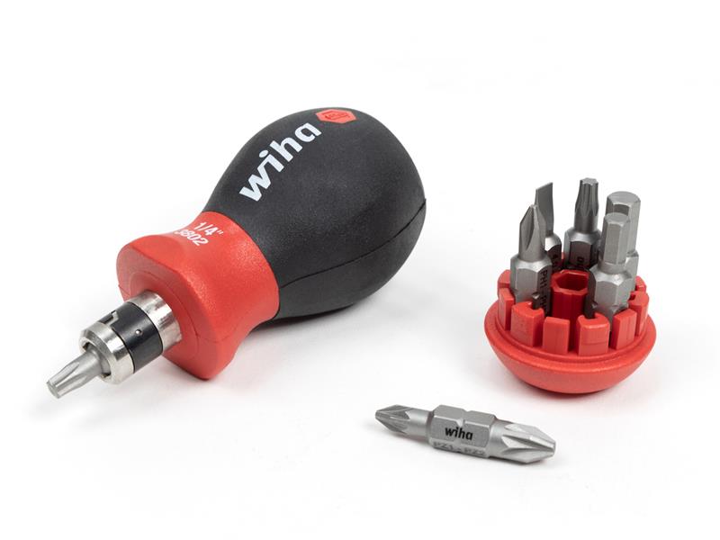 Wiha Magnetic SoftFinish® Stubby Screwdriver with Bit Magazine (PH, PZ) WHA33741