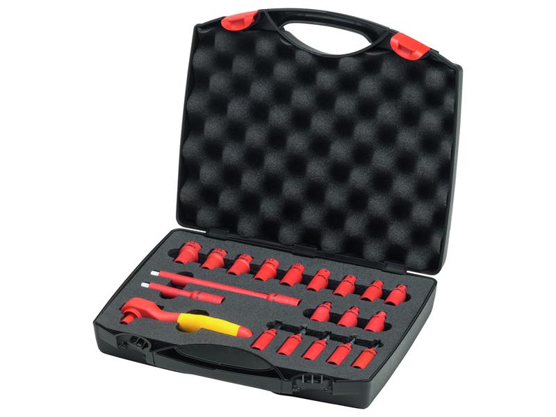 Wiha Insulated 1/4in Ratchet Wrench Socket Set 21 Piece inc Case WHA43025