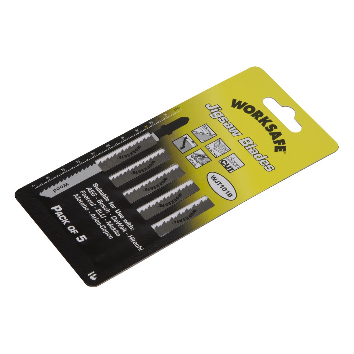 Sealey Jigsaw Blade Wood & Plastics 75mm 10tpi - Pack of 5 WJT101B