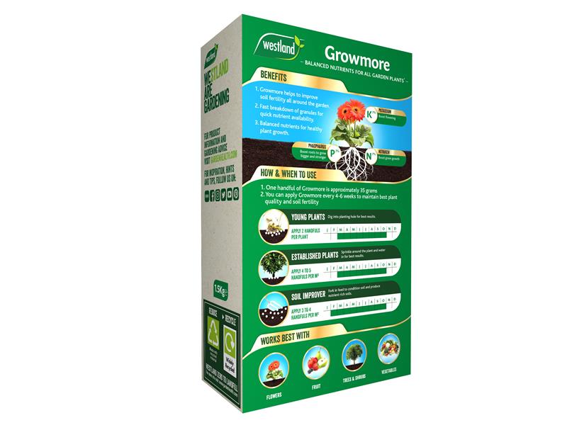 Westland Growmore 1.5kg Provides Three Major Plant Nutrients WLD20600020