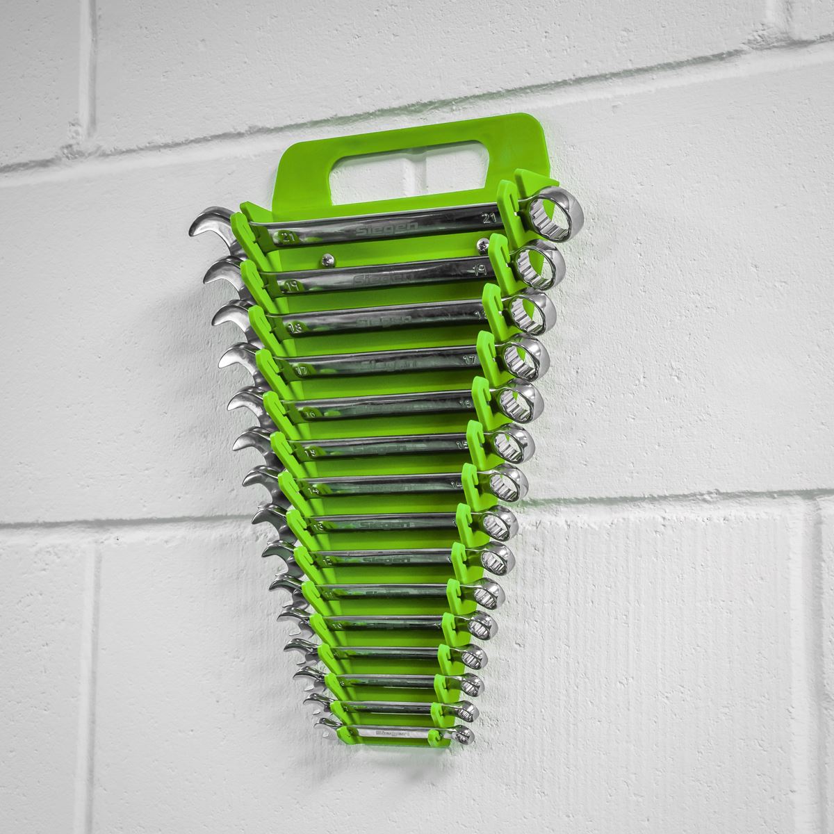Sealey Spanner Rack Capacity 15 Spanners Hi-Vis Green WR08HV