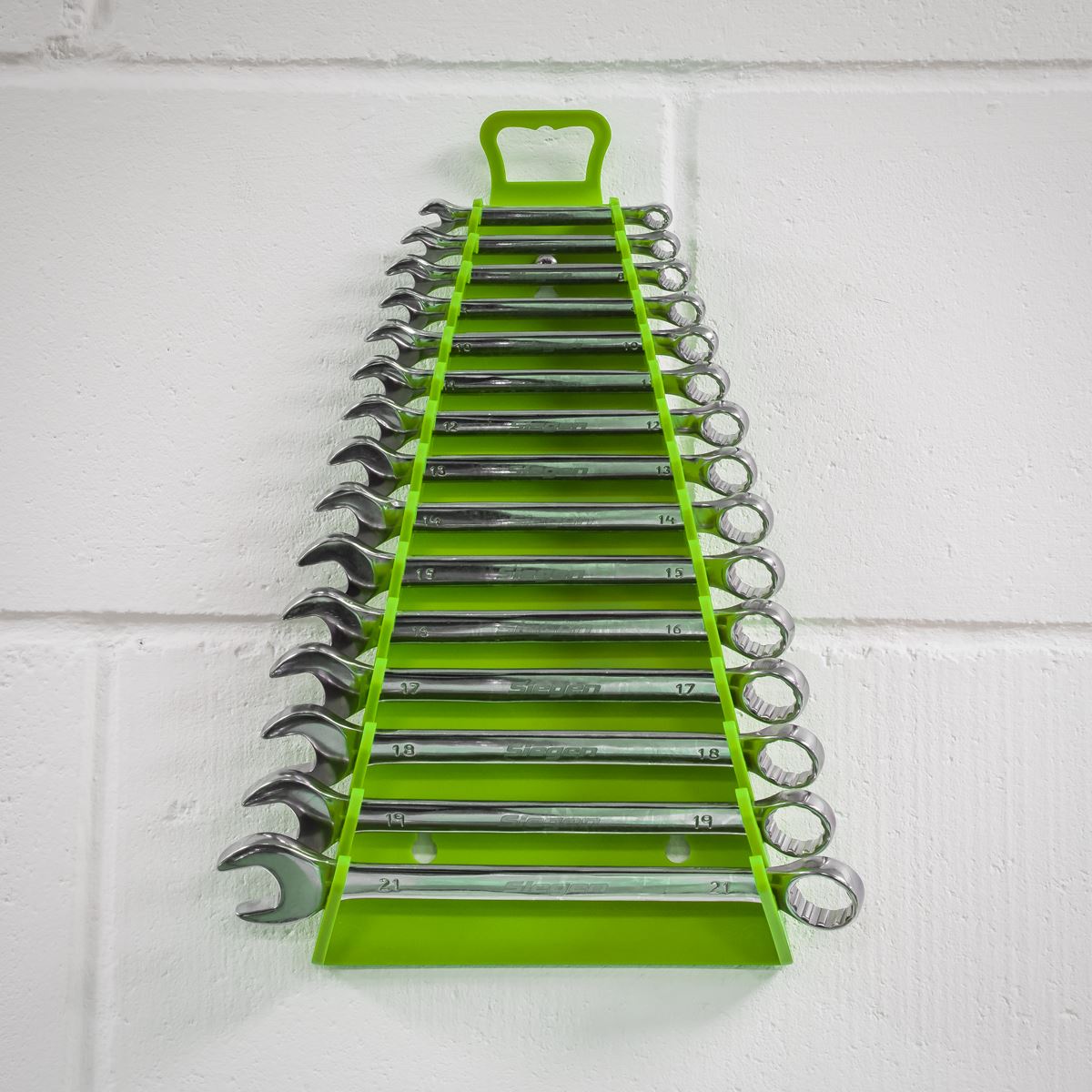 Sealey Reverse Spanner Rack Capacity 15 Spanners Hi-Vis Green WR09HV