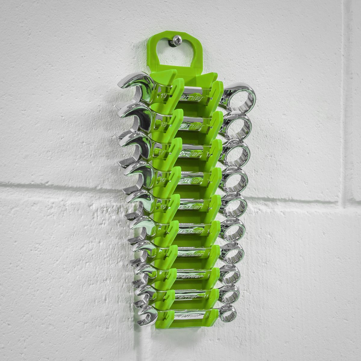 Sealey Spanner Rack Capacity 10 Stubby Spanners - Hi-Vis Green WR10HV