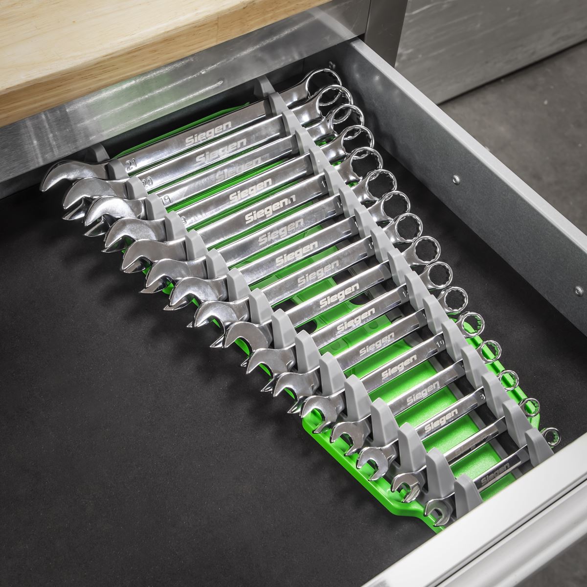 Sealey Reversible Spanner Rack 16pc Hi-Vis Green WR11HV