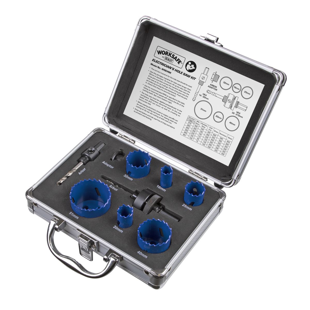 Sealey Hole Saw Kit 9pc - Electricians WSEHSK