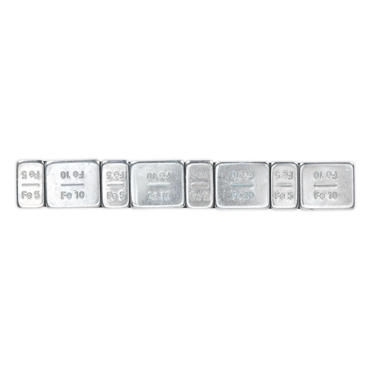 Sealey Wheel Weight 5 & 10g Adhesive Zinc Plated Steel Strip of 8 (4 x Each Weight) Pack of 100 WWSA510