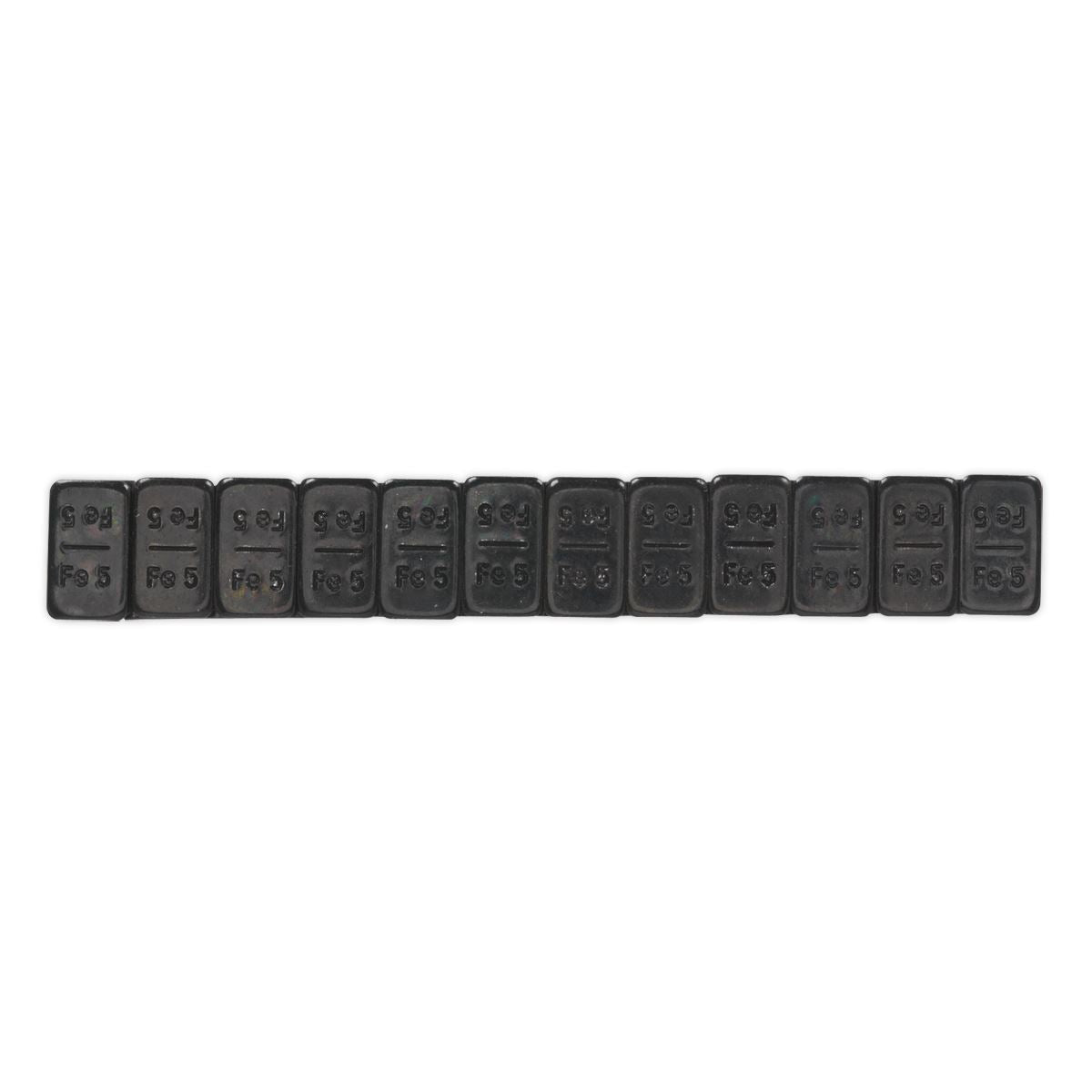 Sealey Wheel Weight 5g Adhesive Zinc Plated Steel Black Strip of 12 Pack of 50 WWSA5B