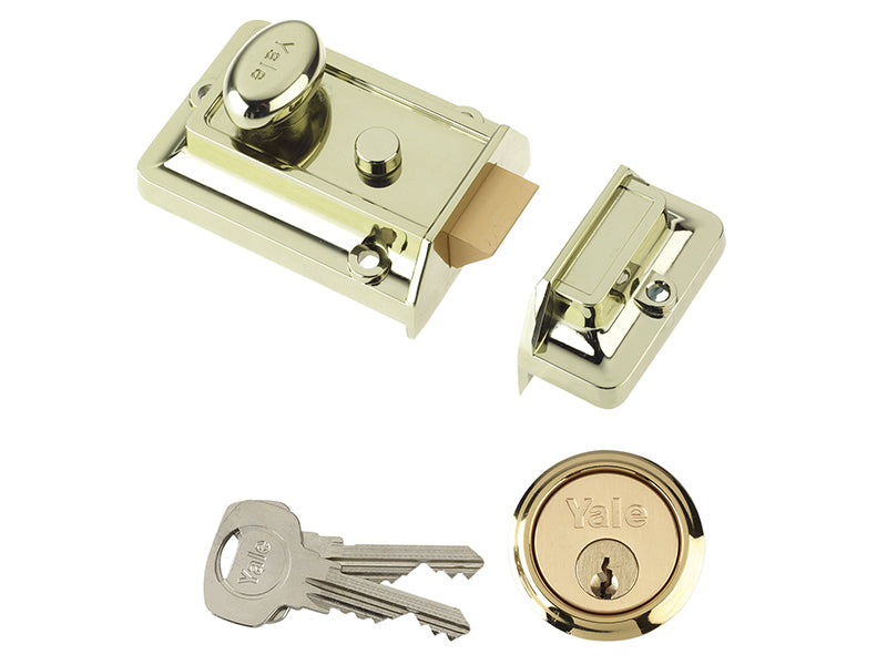Yale Locks P77 Traditional Nightlatch 60mm Backset Brasslux Finish Box YAL77BLXPB