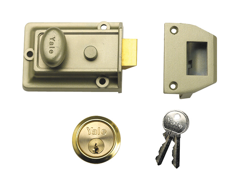 Yale Locks P77 Traditional Nightlatch 60mm Backset Nickel Brass Finish Box YAL77ENBPB