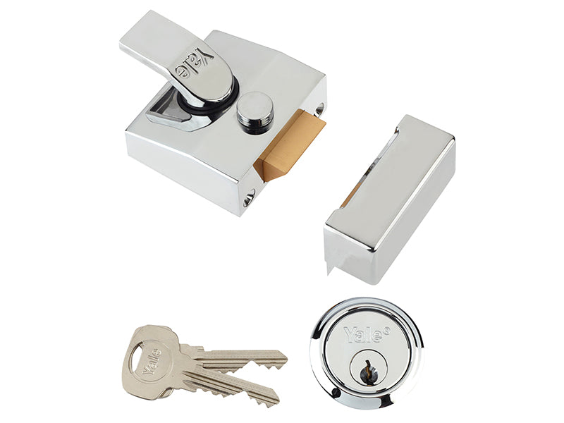 Yale Locks 85 Deadlocking Nightlatch 40mm Backset Chrome Finish Box YAL85CHCH