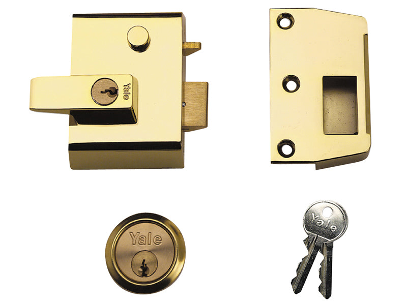 Yale Locks P2 Double Security Nightlatch 40mm Backset Brasslux Finish Visi YALP2B
