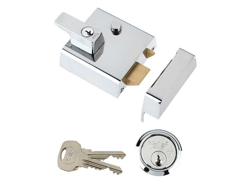 Yale Locks P2 Double Security Nightlatch 40mm Backset Chrome Finish Visi YALP2CHNL