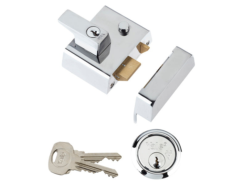 Yale Locks P2 Double Security Nightlatch 40mm Backset Chrome Finish Visi YALP2CHNL