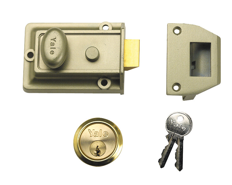 Yale Locks P77 Traditional Nightlatch 60mm Backset Nickel Brass Finish Visi YALP77ENBPB