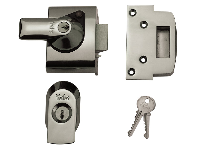 Yale Locks BS2 Nightlatch British Standard Lock 40mm Backset Chrome Finish Visi YALPBS2CH