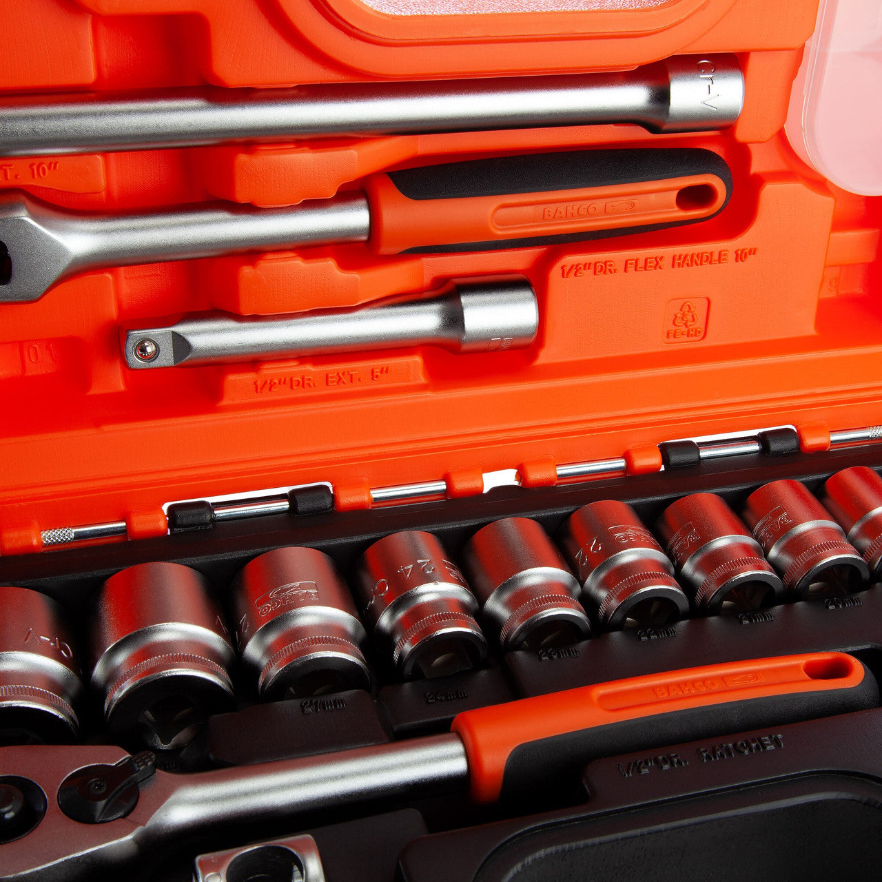 Bahco S240 Square Drive Socket Set with Ratchet (24 Piece)