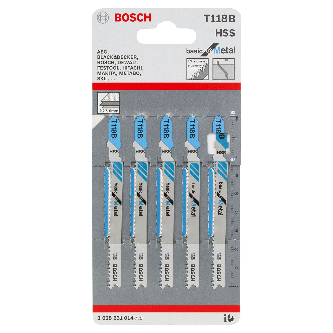 Bosch Basic Metal Cutting Jigsaw Blades 5 Pack T118B