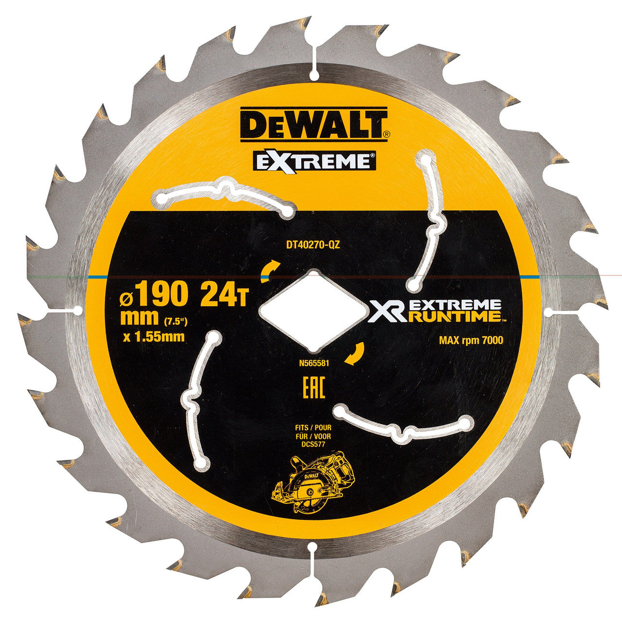 Dewalt Extreme Runtime Circular Saw Blade for DCS577 190mm x 24T DT40270