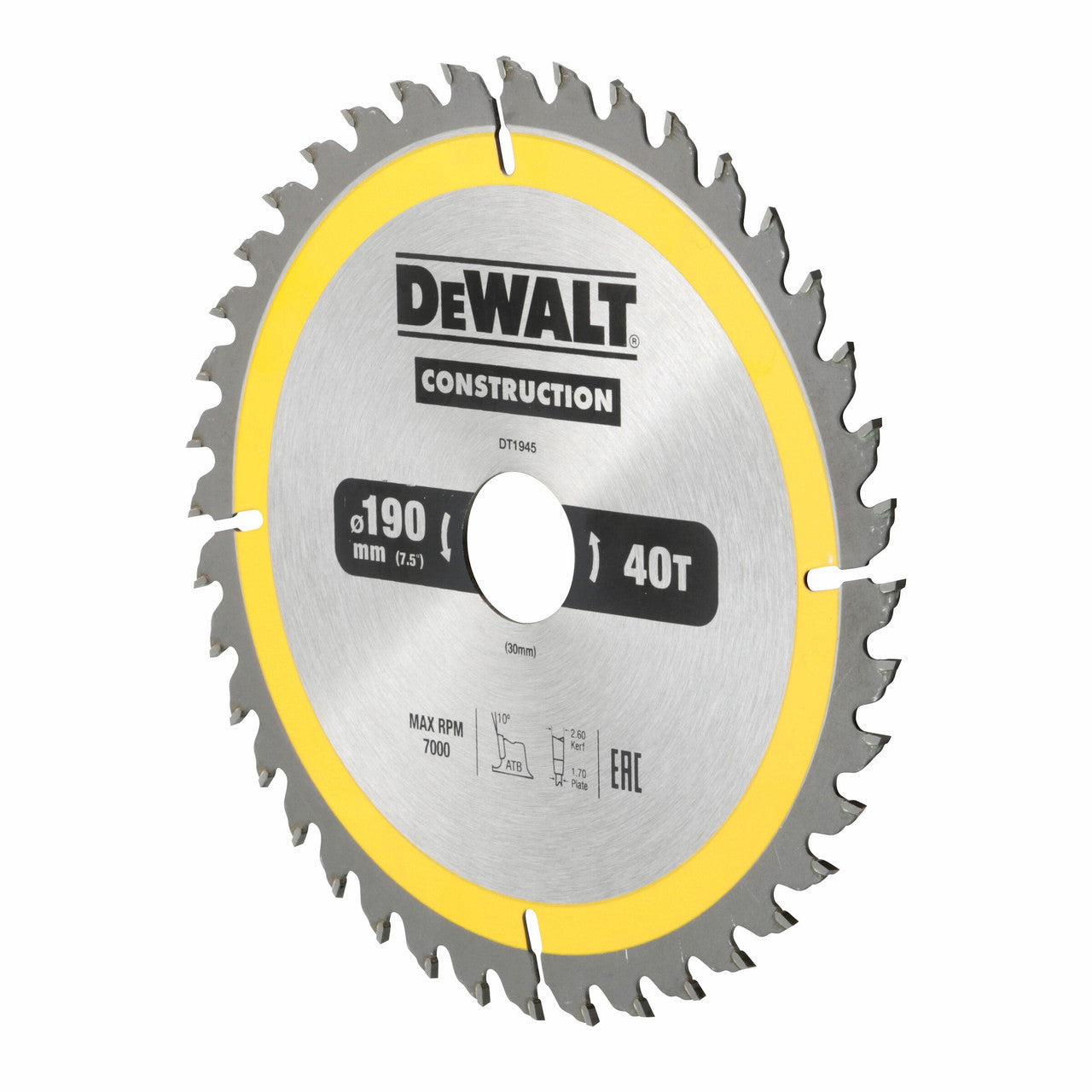 Dewalt Construction Circular Saw Blade 190 x 30mm x 40T DT1945