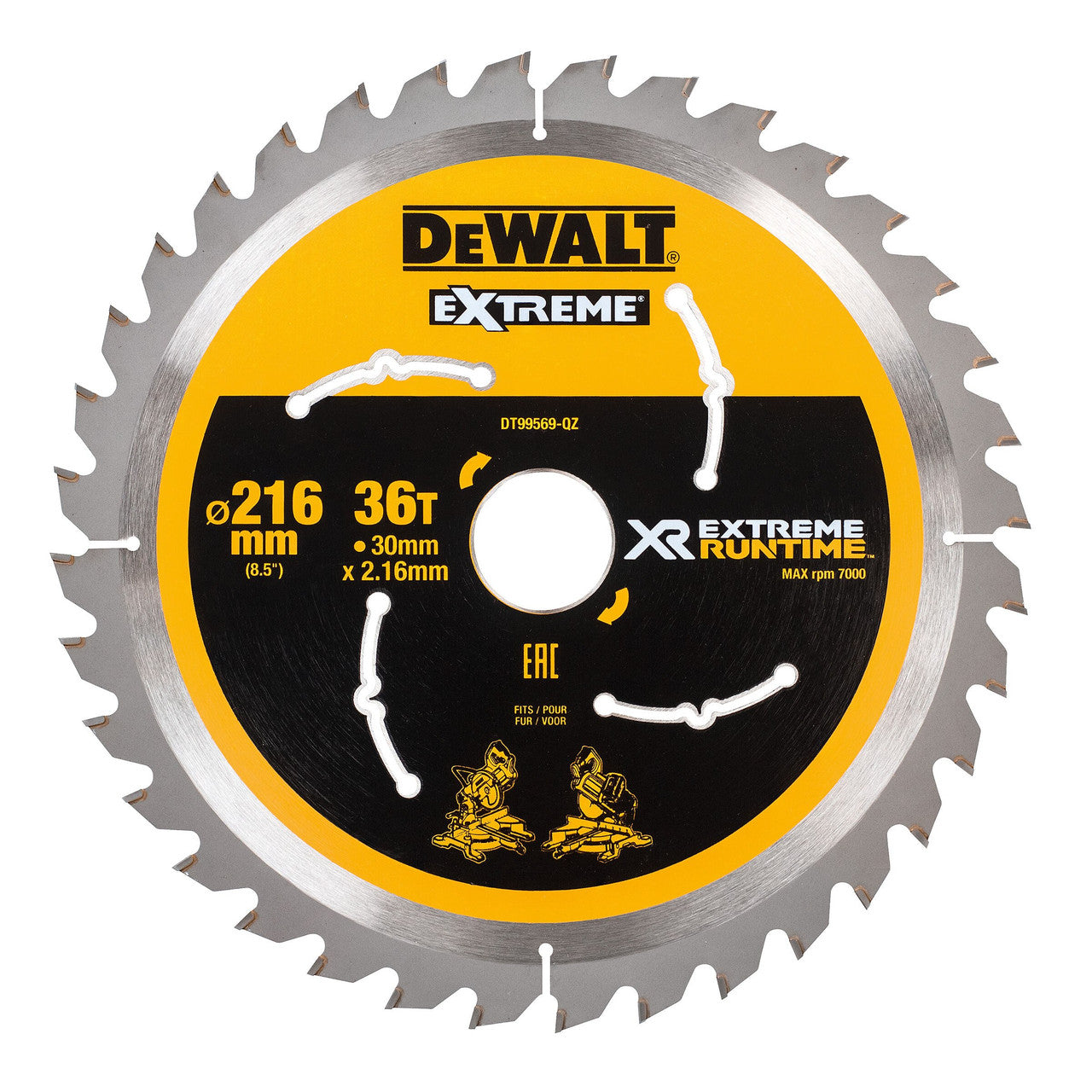 Dewalt XR Extreme Runtime Mitre Saw Blade 216mm x 30mm x 36T Thin kerf DT99569